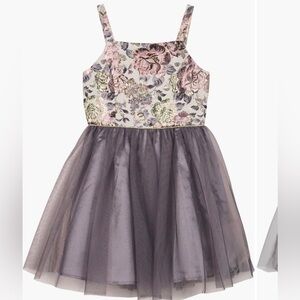 Zunie Girls Floral Dress with Grey Tulle Skirt 16